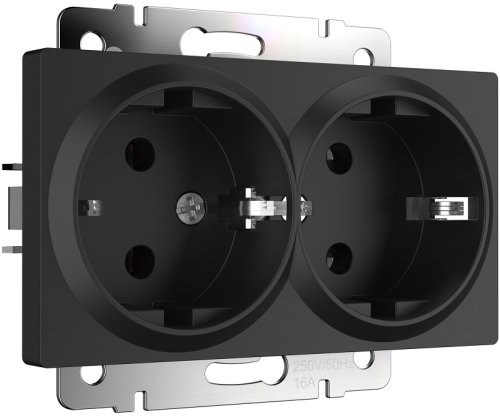 Розетка с заземлением без рамки Werkel 1-м. 2-мод. черный матовый картинка